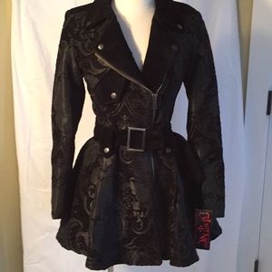 Shrine moto jacket black damask